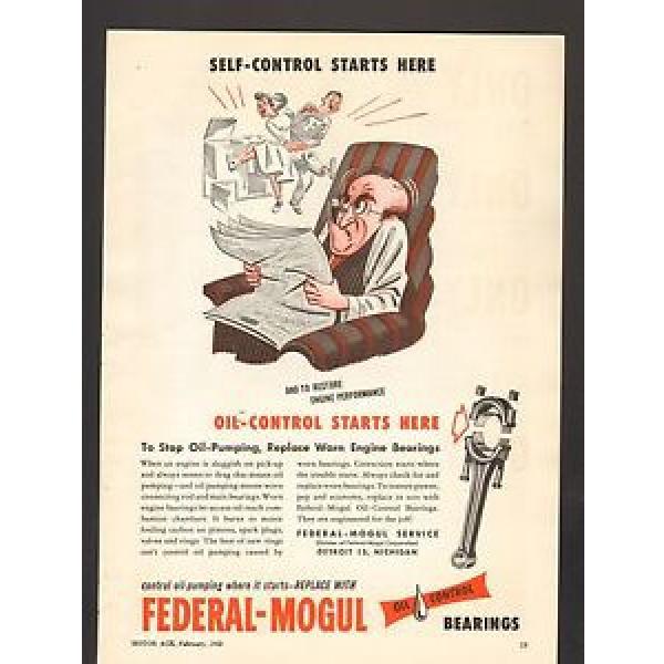 1950 Print Advertisement AD Federal Mogul Oil Control Bearings Self Control #5 image