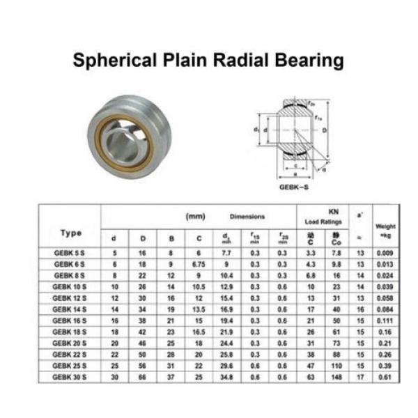 5pcs new GEBK5S PB5 Spherical Plain Radial Bearing 5x16x8mm ( 5*16*8 mm ) #2 image