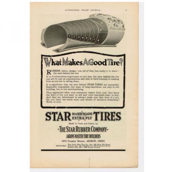 1919 AD FAFNIR BALL BEARINGS NEW BRITAIN, CONN. STAR, HAND MADE EXTRA PLY TIRE #5 image
