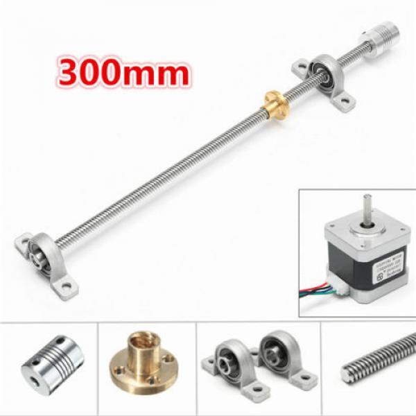 300mm T8 Lead Screw with Motor Mounted Ball Bearing and Shaft Coupling #1 image