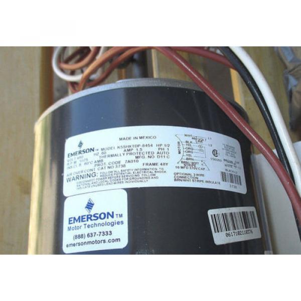 Emerson 3738 Condenser Fan Motor 460 Volt 1 Phase 1/2 HP 1075 RPM Ball Bearing #3 image
