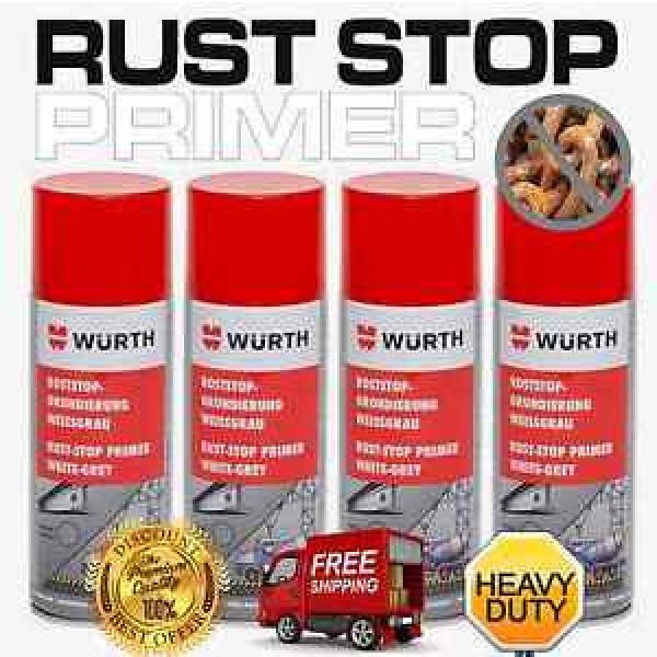 4x WURTH RUST STOP PRIMER Spray Can Colourbond Excavator Dozer Truck Car Steel #1 image
