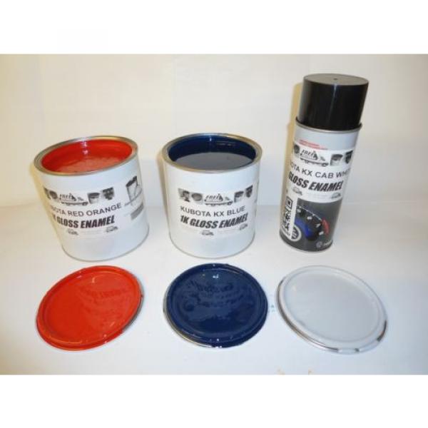 Kubota KX Digger Orange / Blue 1 Litre Tins  &amp; Cab White Aerosol Gloss paint #1 image