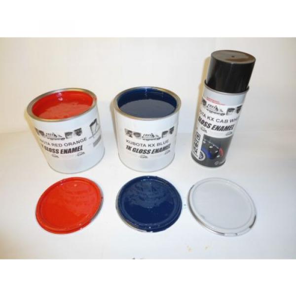 Kubota KX Digger Orange / Blue 1 Litre Tins  &amp; Cab White Aerosol Gloss paint #2 image