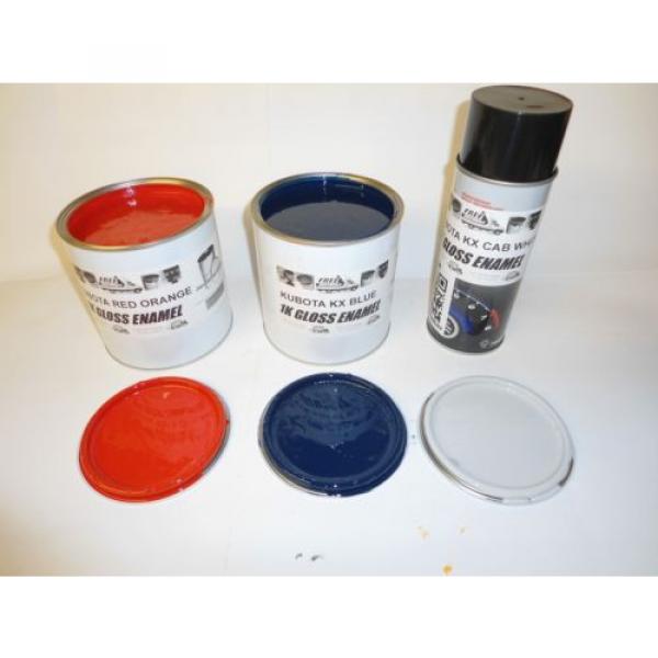Kubota KX Digger Orange / Blue 1 Litre Tins  &amp; Cab White Aerosol Gloss paint #3 image