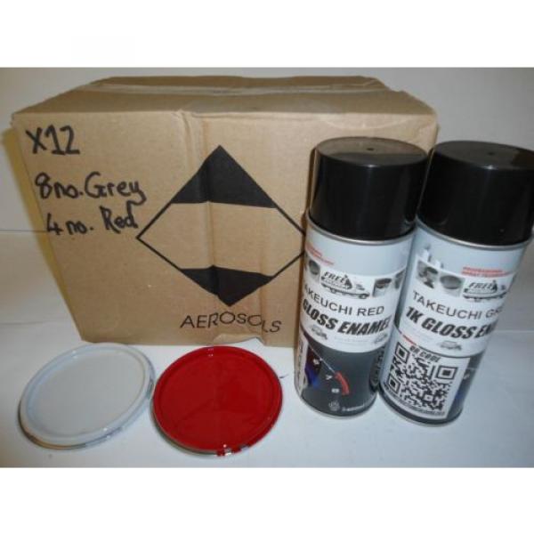 Takeuchi Digger Red &amp; Light Grey Aerosol Gloss paints Box of 12 #2 image