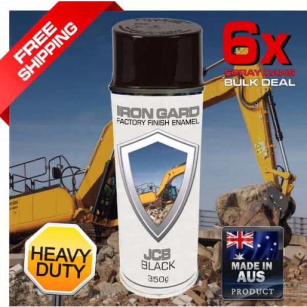 6x IRON GARD Spray Paint JCB BLACK Excavator Digger Machine Bucket Attach Ton #1 image